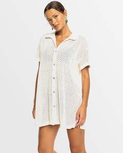 Womenswear: Womens Dalia Beach Crochet Shirt Dress