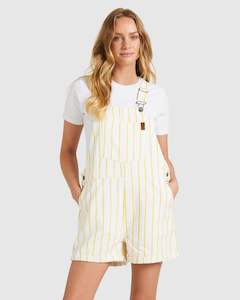 Womenswear: Womens Great Time Stripe Denim Dungaree Shorts