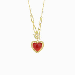 Adeline Red Agate Heart Necklace