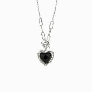 Adeline Black Agate Heart Necklace