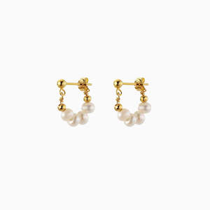 Fiona Freshwater Pearl Earrings - Gold Color