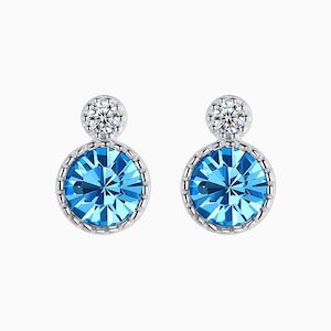 Jewellery: Isabel Blue Crystal Stud Earrings in s925