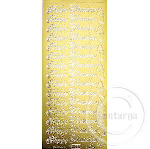 PeelCraft  Stickers - Happy Christmas - Gold PC355G