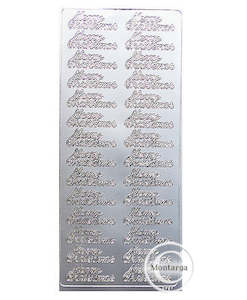 PeelCraft Stickers - Merry Christmas Text - Silver PC2721S