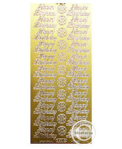 PeelCraft Stickers - Happy Birthday - Gold PC300G