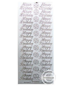 PeelCraft Stickers - Happy Birthday - Silver PC300S