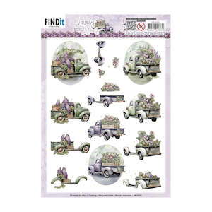 3D Push Out Sheet - Lovely Lilacs - Lovely Cars SB10926