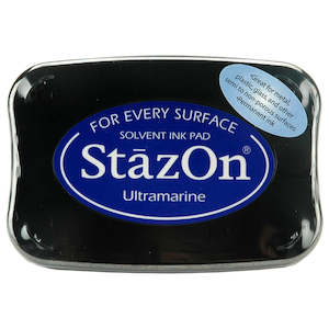 Stazon Glossy Surfaces: Tsukineko StazOn Solvent Ink Pad - Ultramarine