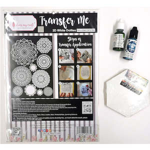 New: White Doilies Transfer Sheet,  Alcohol Ink and Art Panels (teal/green) GARAGE SALE