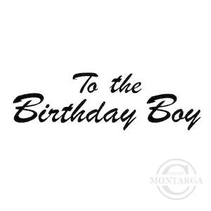 0183 BB - Birthday Boy Wording Rubber Stamp GARAGE SALE Wood only