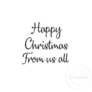 2411 C - Happy Christmas From Us Wording Rubber Stamp GARAGE SALE Cling only