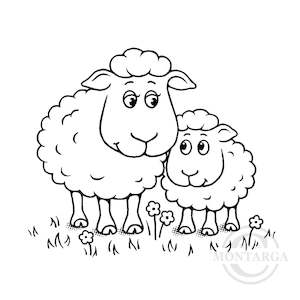 3612 F - Two Sheep Rubber Stamp