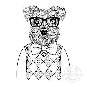 1059 G - Hipster Dog Rubber Stamp