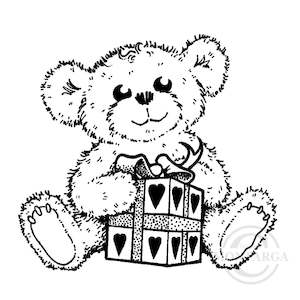 0732 C or G Teddy Rubber Stamp