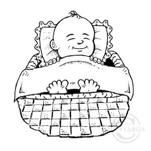 0391 G Baby in Basket Rubber Stamp