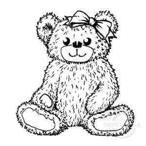 0760 C - Girl Teddy Rubber Stamp