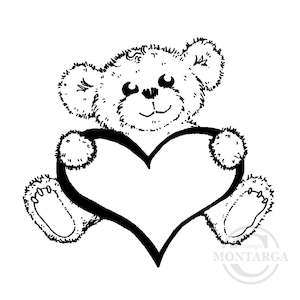 0741 G - Teddy With Heart Rubber Stamp