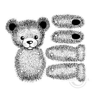 0744 Poseable Teddy Rubber Stamp