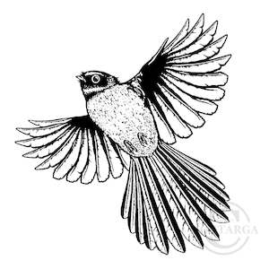 1307 G Flying Pīwakawaka Fantail Rubber Stamp