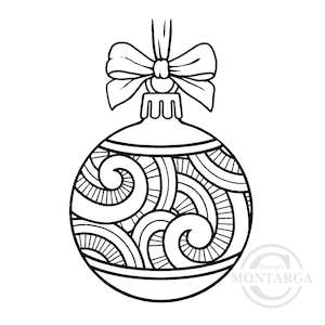 2420 G or D - Koru Patterned Christmas Ball Ornament Rubber Stamp