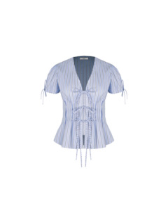 Simona Blouse Blue Sky Stripe