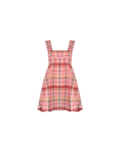 Clothing: MARGIE TIE MINI DRESS PEACHIE TARTAN