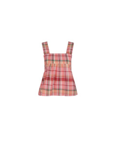 Clothing: MARGIE TIE-BACK TOP PEACHIE TARTAN