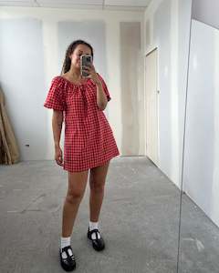 Clothing: FLORY MINI DRESS RED TARTAN RSR SAMPLE 3065