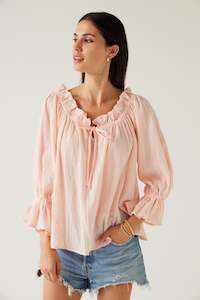 Clothing: TUESDAY FRILL TOP PEACH