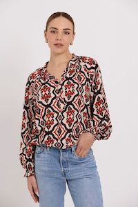 TUESDAY LABEL ARTIST TOP PLUM IKAT