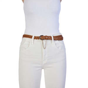 KATHRYN WILSON BRIADED BELT TAN CALF