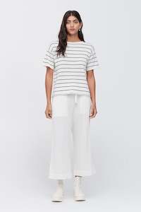 TAYLOR STRIPE SOLACE TEE IVORY/BLACK