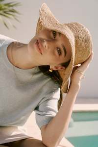 MARLOW AMALFI WIDE BRIM HAT TEA