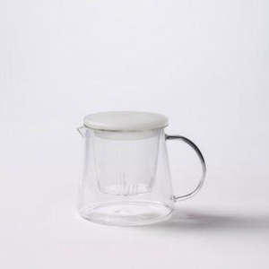 Teapot With Porcelain Lid - Clear/White