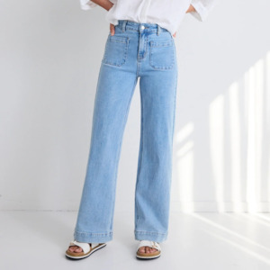 Zoey Wide Leg Pocket Jean - Light Blue