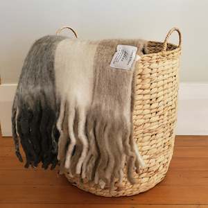 Bliss Wool Mohair Throw - Beige/Chocolate