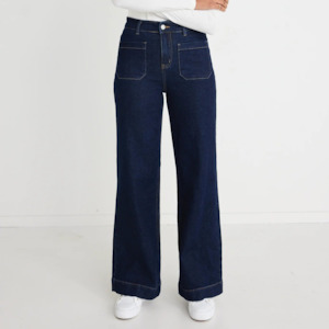 Among The Brave: Zoey High Rise Wide Leg Pocket Jean - Indigo