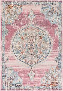 Pink Vintage Washed Out Traditional Turkish Rug - 200x290cm