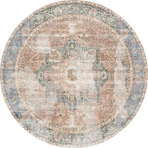 Distressed Vintage Design Traditional Round Rug