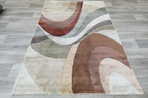 Kimya Collection Retro Wave Rug in Earthy Tones – Bold and Flowing Design