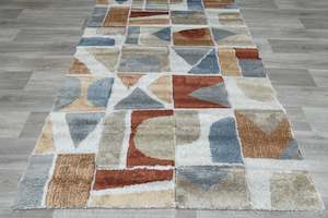 Mahsa Collection Abstract Geometric Rug in Earthy Tones – Contemporary Bold Design