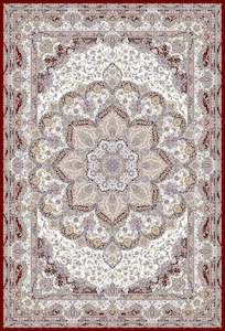 Traditional Design Rug: Anahita Collection Rug - Regal Floral Medallion in Cream and Burgundy