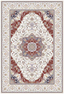 Anahita Collection Rug -Imperial Medallion in Cream and Red