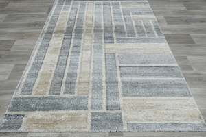 Kimya Collection Contemporary Geometric Rug in Neutral Beige and Gray – Modern…