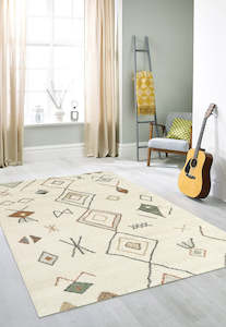 Abstract Diamond Motif Mehari Shaggy Rug