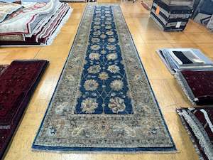 Navy: Afghan Hand Knotted Choubi Hallway Runner Size: 503 x 121cm