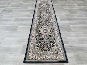 Navy: Persian Navy Colour Nain Design Runner Size: 80 x 300cm