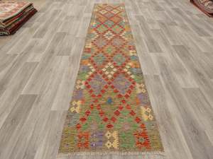 Afghan Hand Made Choubi Kilim Runner Size: 378 x 83cm