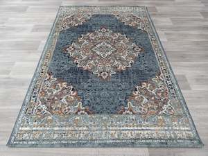 Faded Design Transitional Style Teal Blue Colour Rug