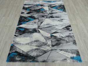 Abstract Modern Design Turkish Aroha Rug in Turquoise & Grey